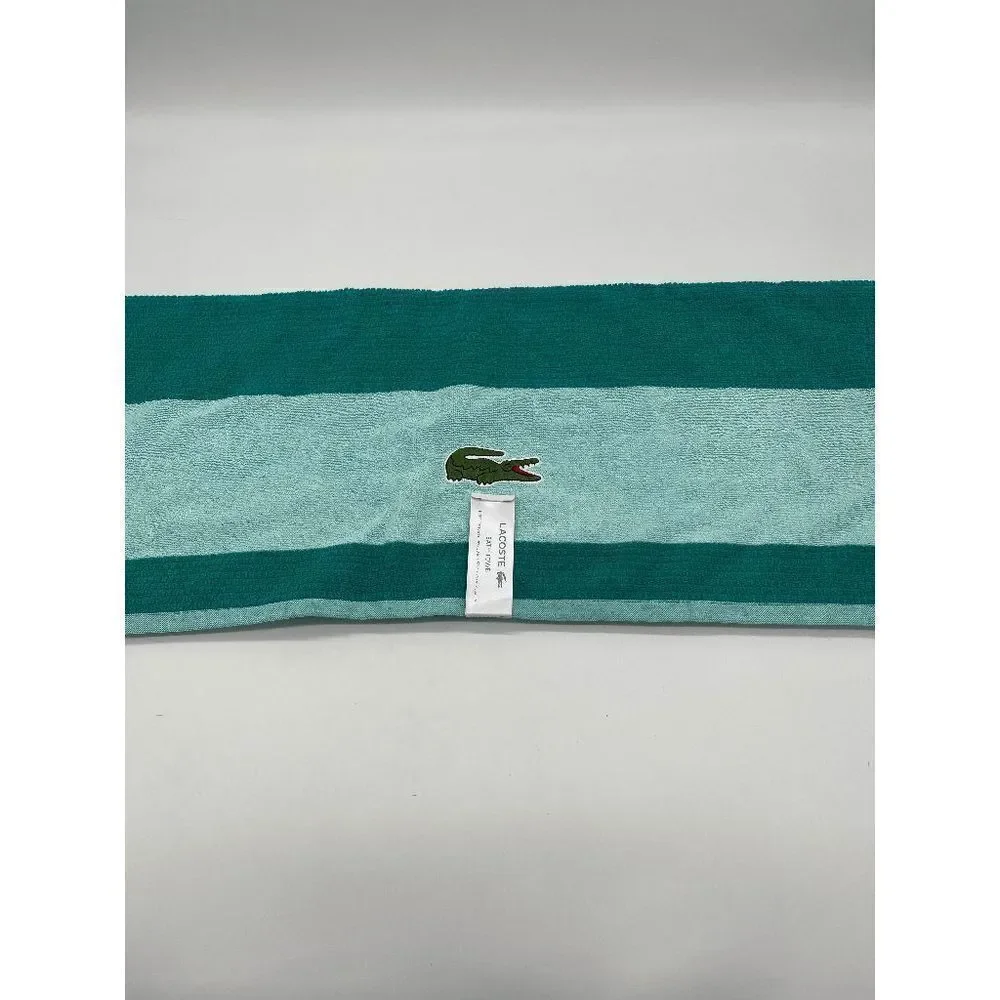 Lacoste Beach Towel 100% Cotton Loops Sz 30 x 52 Teal Green NWT